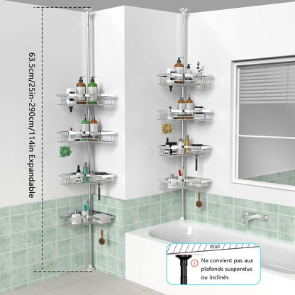 Étagère Douche Télescopique Angle Noir Pratique