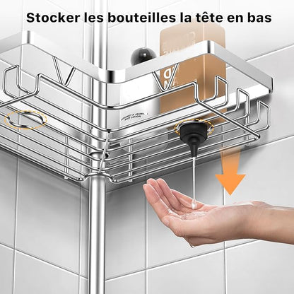 Étagère Douche Télescopique Angle Noir Pratique