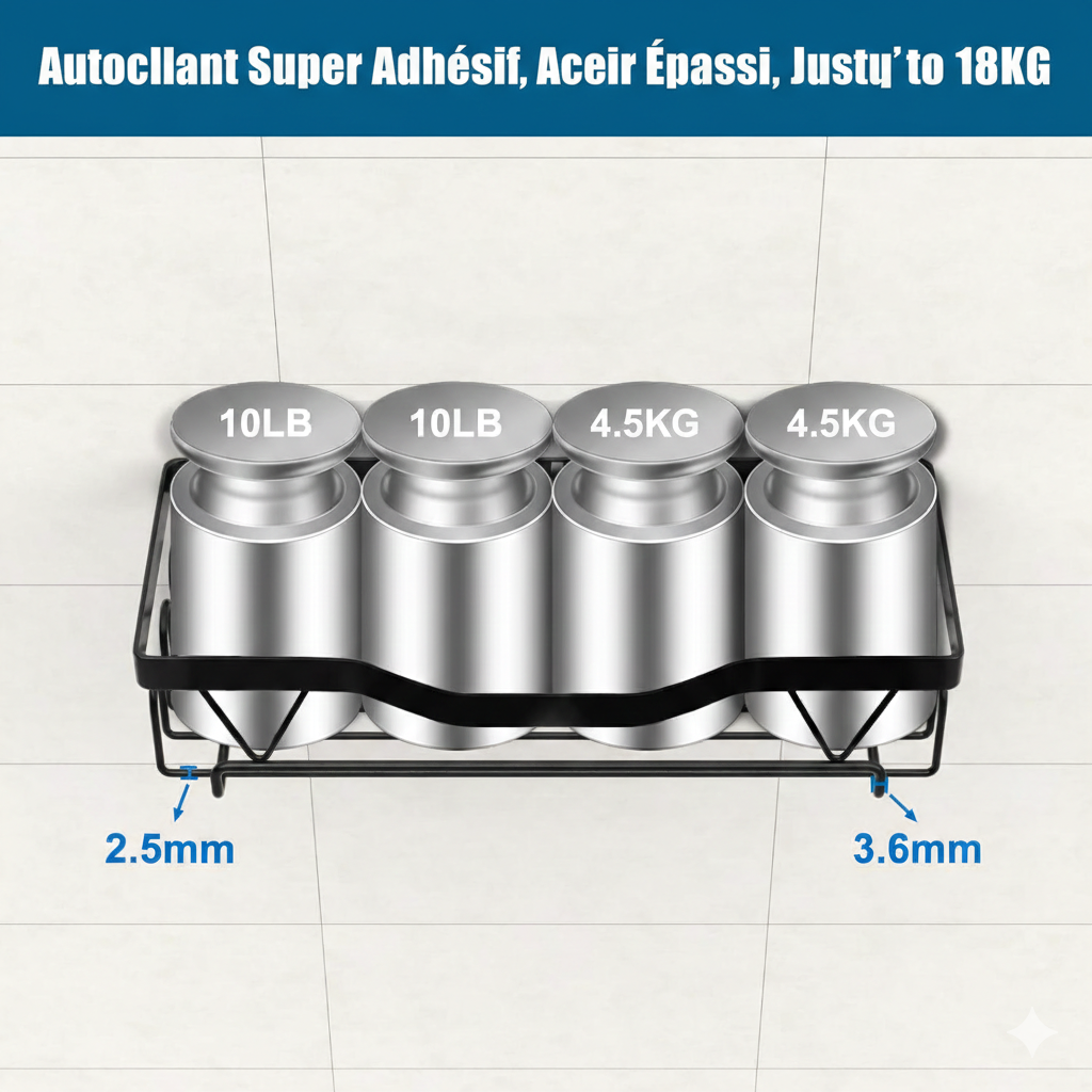 Étagère Douche Murale Sans Percer 4 pièces