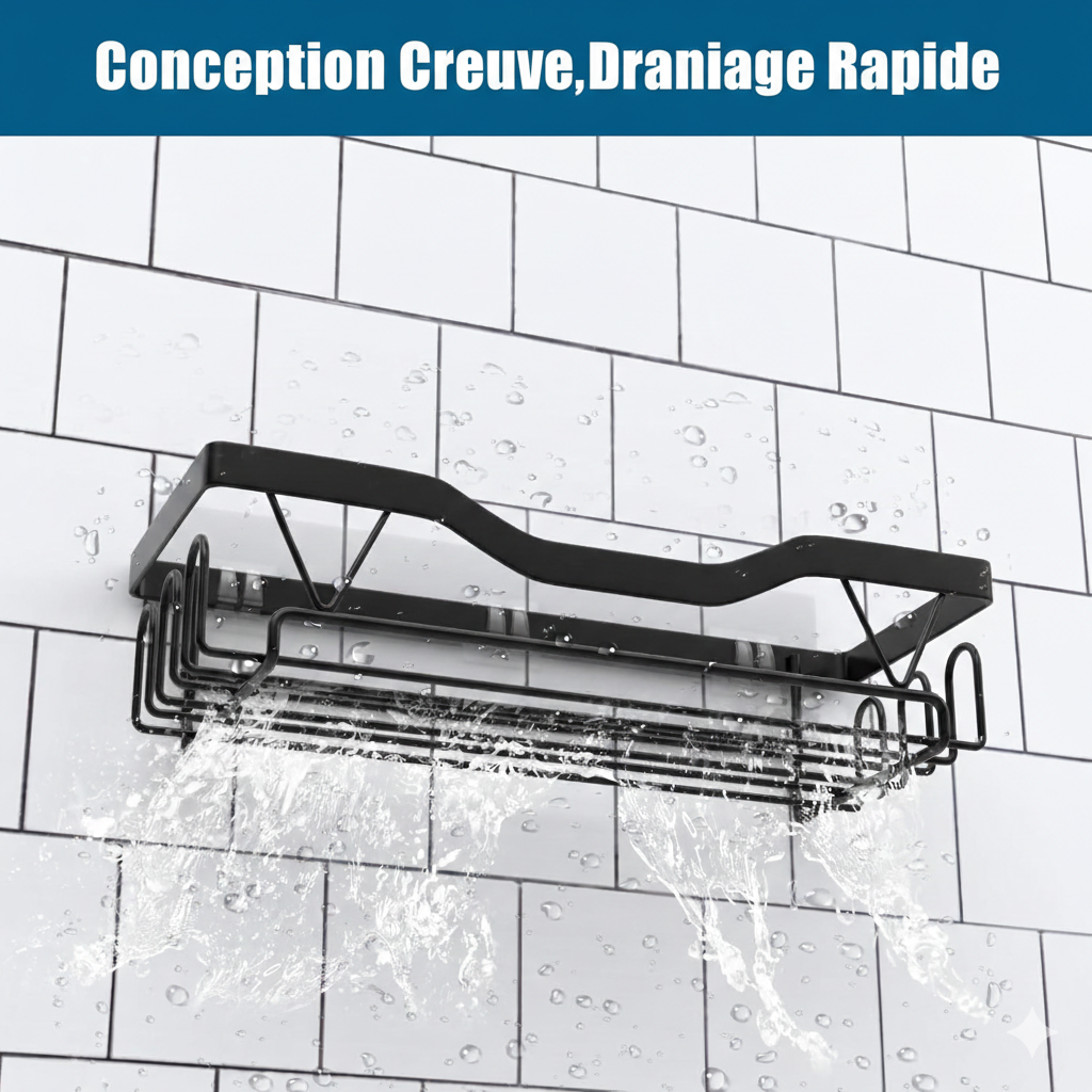 Étagère Douche Murale Sans Percer 4 pièces