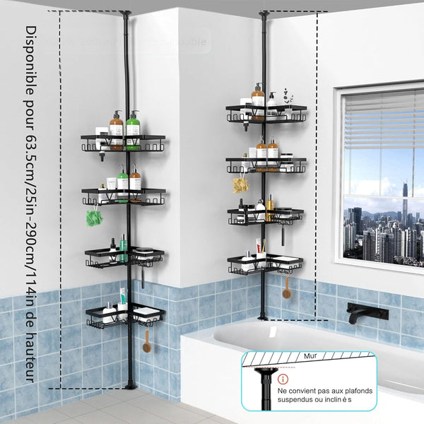 Étagère Douche Télescopique Angle Noir Pratique